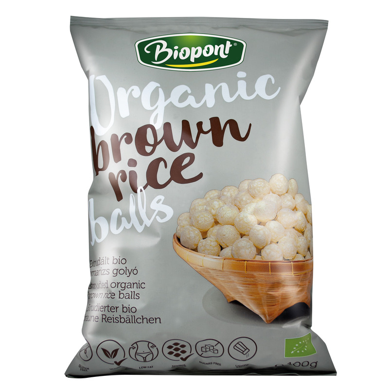 Bilute din orez brun expandat cu sare, fara gluten, bio 100g Biopont