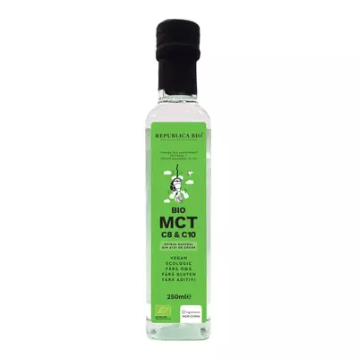 Bio MCT C8 & C10 extras natural din ulei de cocos, ecologic, fara gluten, 250ml, Republica BIO