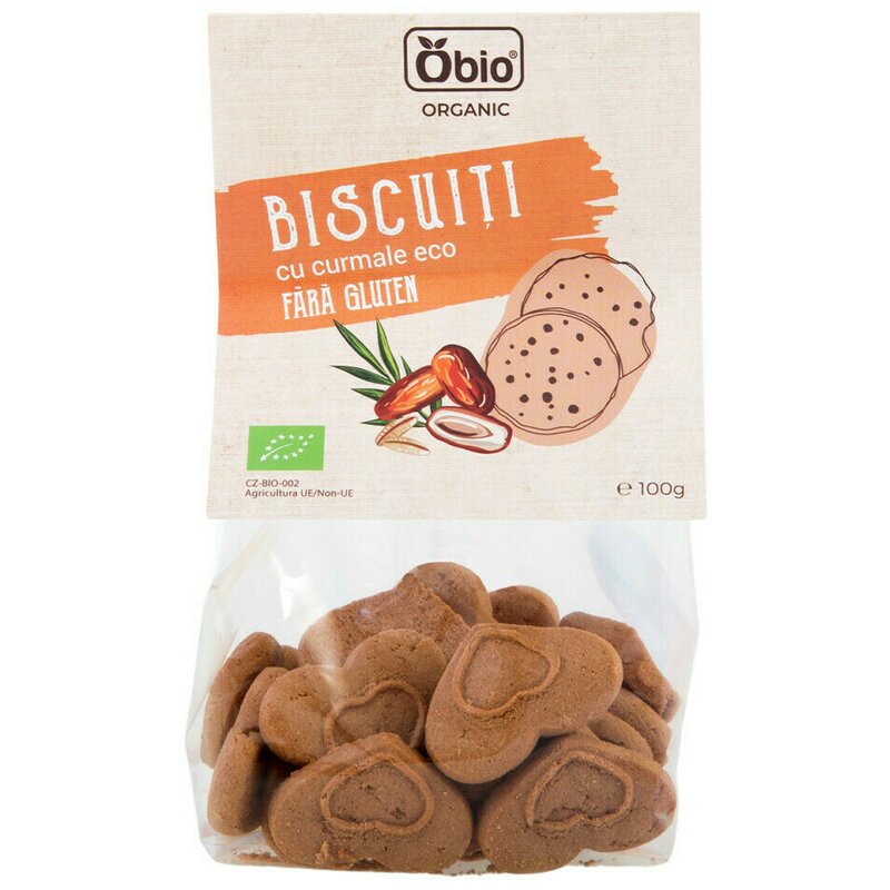 Biscuiti cu curmale fara gluten bio 100g Obio