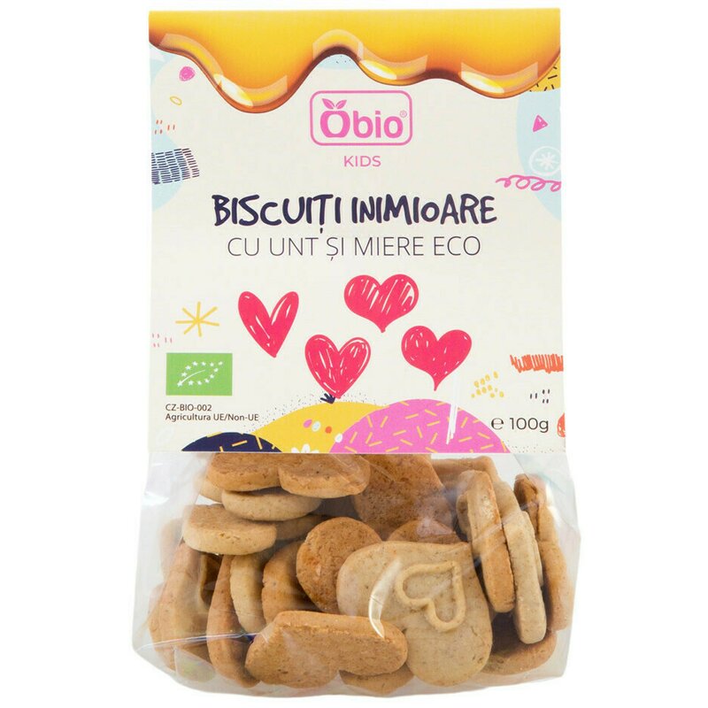 Biscuiti Inimioare Cu Unt Si Miere Bio 100g Obio