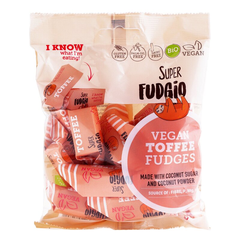 Caramele aroma toffee, bio, 150g, Super Fudgio