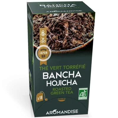 Ceai verde prajit Bancha Hojicha bio 18 pliculete x 2g, Aromandise PRET REDUS