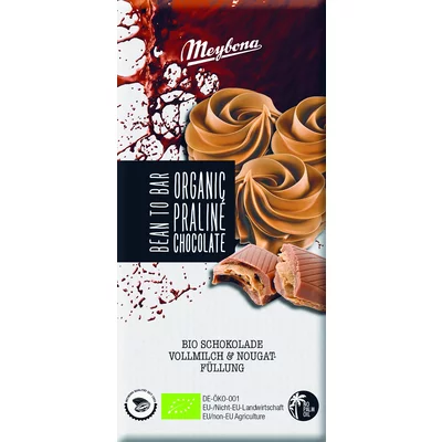 Ciocolata cu lapte si crema de praline, bio, 100g, Meybona PRET REDUS
