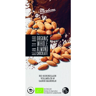 Ciocolata cu lapte si migdale, bio, 100g, Meybona PRET REDUS
