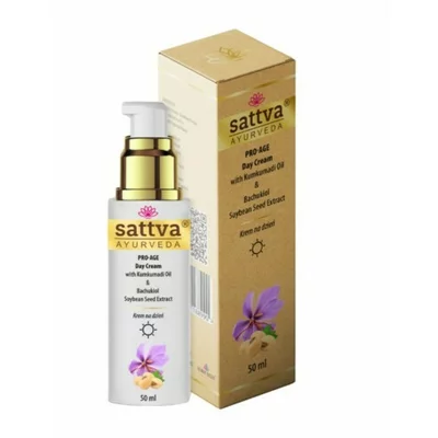 Crema de fata antirid de zi cu bakuchiol si kumkumadi 50ml, Sattva Ayurveda