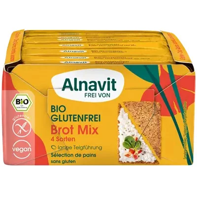 Cutie cu 4 tipuri de paine fara gluten, bio, 500g Alnavit