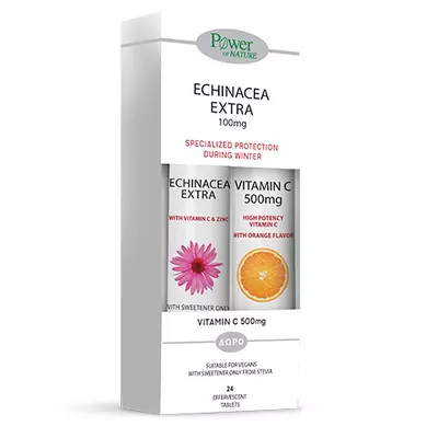 Echinacea Extra cu Stevie  + Vitamina C 500mg, tablete efervescente, Power of Nature