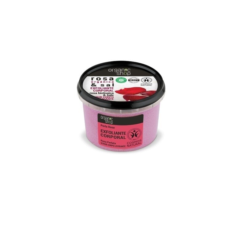 Exfoliant de corp polish cu sare marina si trandafir Pearl Rose, 250 ml - Organic Shop