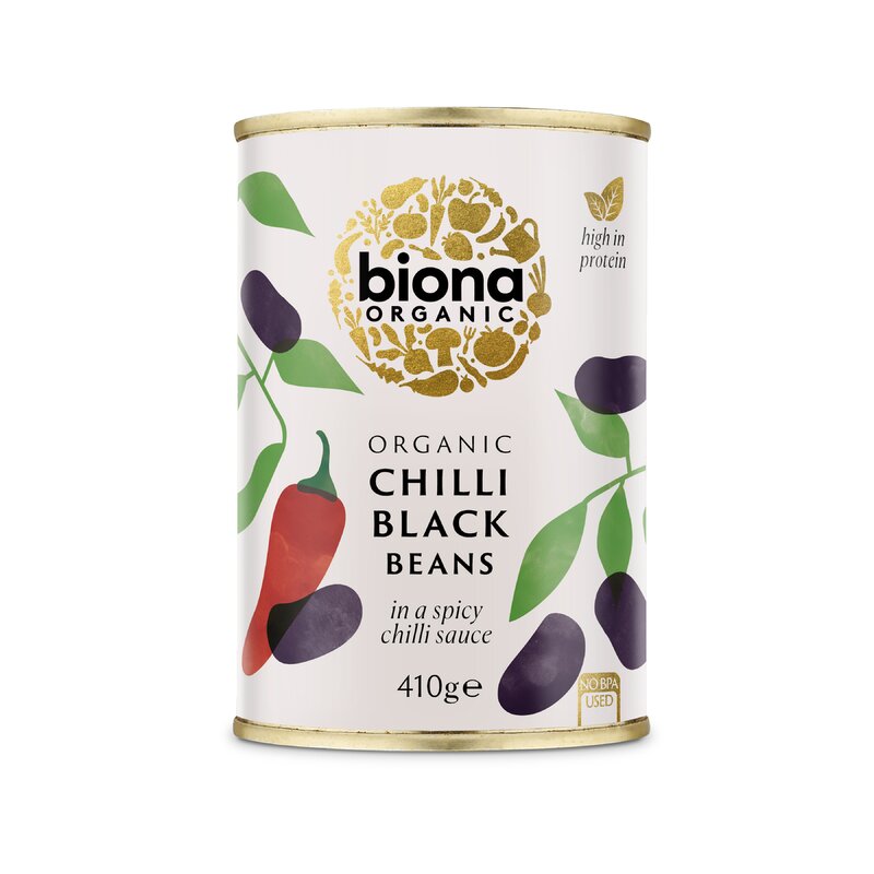 Fasole neagra in sos chilli, 410g, Biona