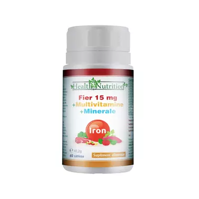 Fier 15 mg + Multivitamine + Minerale, 60 tablete, Health Nutrition
