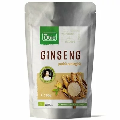Ginseng panax pudra bio, 60g - Obio PRET REDUS