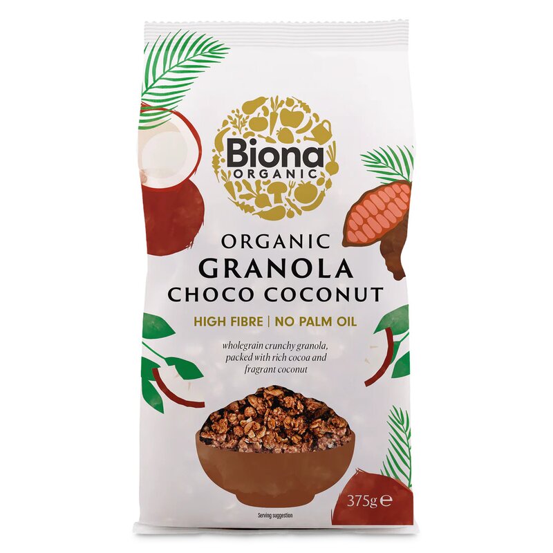 Granola cu ciocolata si cocos bio 375g Biona