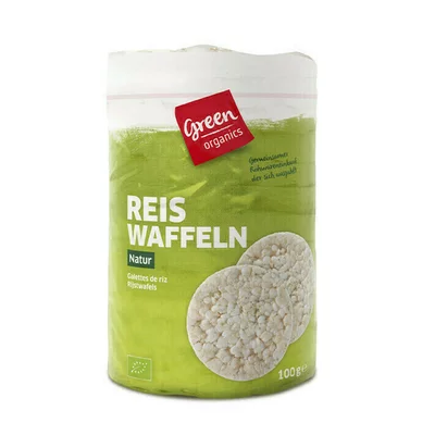 Rondele din orez integral expandat fara sare bio 100g Green Organics - PRET REDUS
