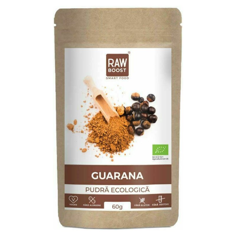 Guarana pudra ecologica cruda, 60g, RawBoost