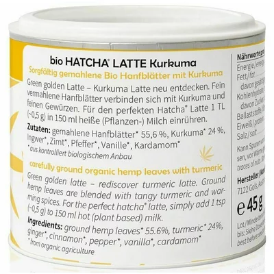 Hatcha latte cu turmeric, bio, 45g Medihemp
