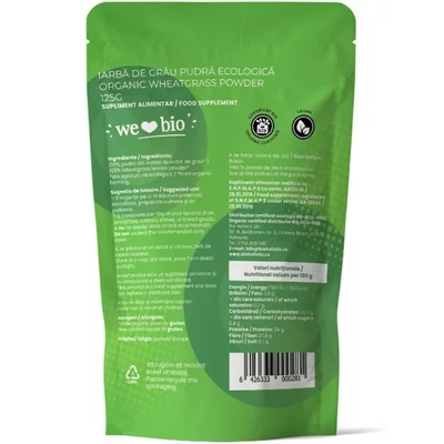 Iarba de grau pudra bio 125g Obio