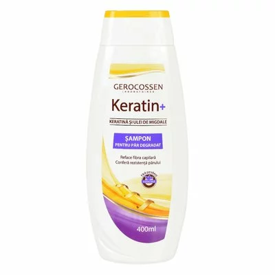 Keratin+ sampon pentru par degradat: cu keratina si ulei de migdale - 400 ml, Gerocossen
