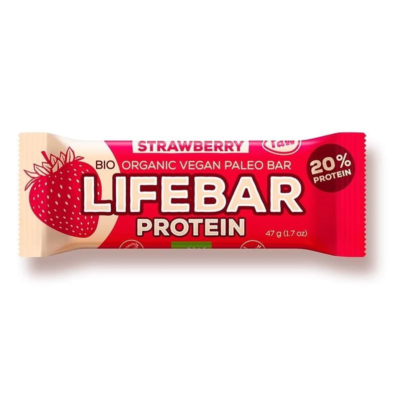 Lifebar baton proteic cu capsuni raw bio 47g