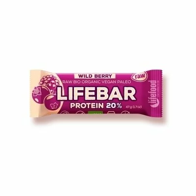 Lifebar baton proteic cu fructe de padure raw bio 47g