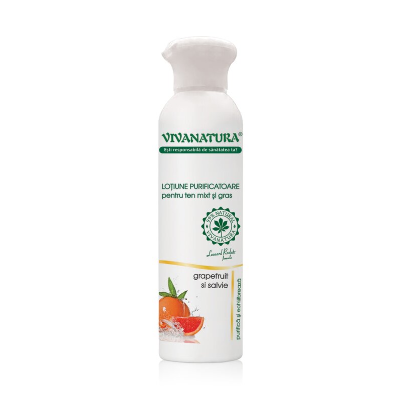 Lotiune purificatoare pentru ten mixt si gras cu grapefruit si salvie, 150 ml, Leonard Radutz Formula, VivaNatura