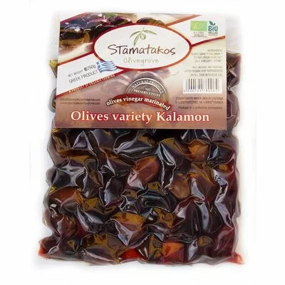 Masline kalamata, vidate, marinate in otet, bio, 250g, Stamatakos Olivegrove PRET REDUS