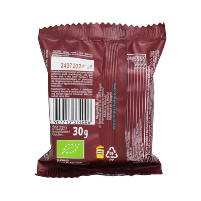 Napolitana cu cacao si alune de padure indulcite cu curmale, bio, 30g, Super Fudgio