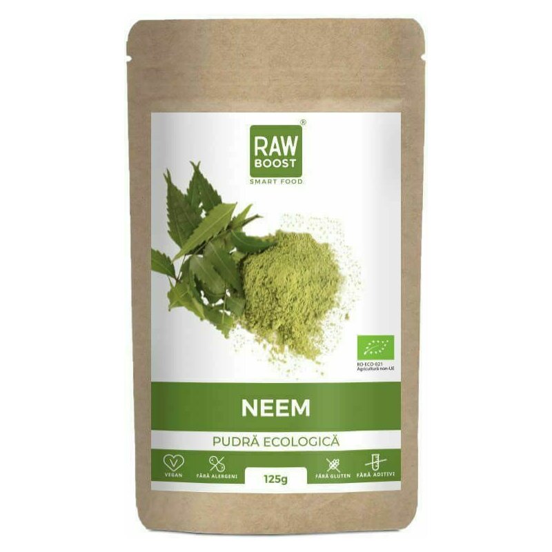 Neem pudra cruda ecologica, 125g, RawBoost