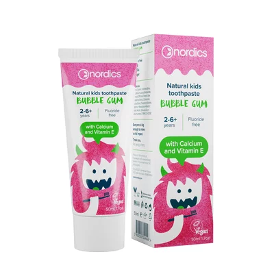 Pasta de dinti naturala pentru copii Bubble Gum 50ml Nordics - PRET REDUS