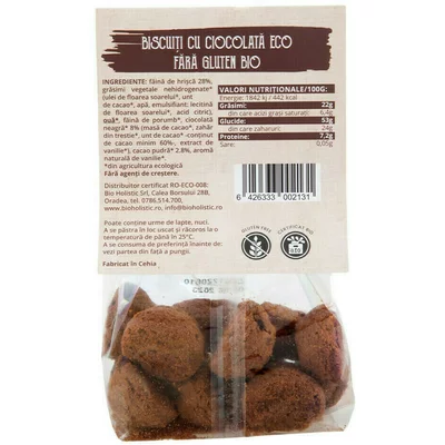 Biscuiti cu ciocolata fara gluten bio 100g Obio PRET REDUS