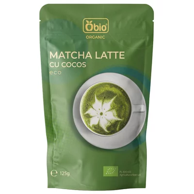 Matcha latte cu cocos bio, 125g - Obio PRET REDUS