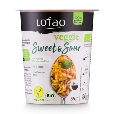 Orez cu jackfruit si sos dulce-acrisor instant, bio, 55g, Lotao PRET REDUS