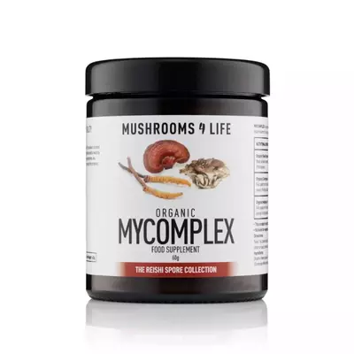 Organic Mycomplex Mushroom Powder cu Reishi, Cordyceps, Maitake 1000 mg Full Spectrum , 60 grame, Mushrooms4Life
