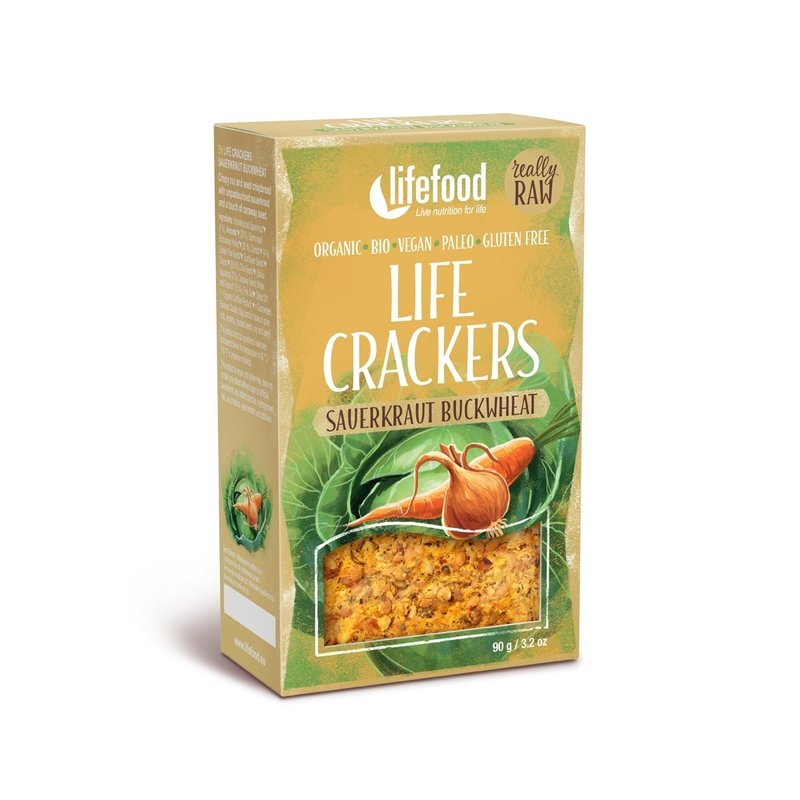 Lifecrackers cu varza murata si hrisca raw bio 90g lifefood