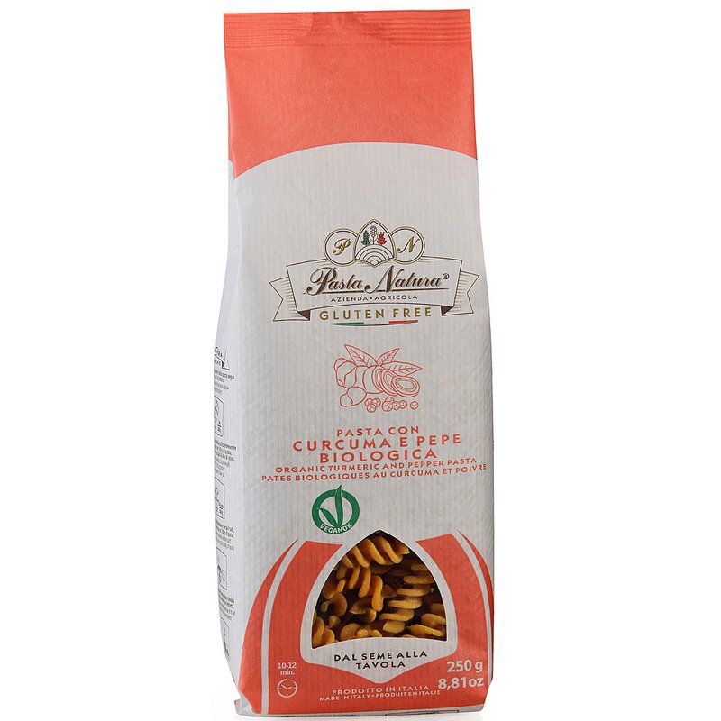 Paste cu turmeric si piper bio fara gluten, 250g Pasta Natura