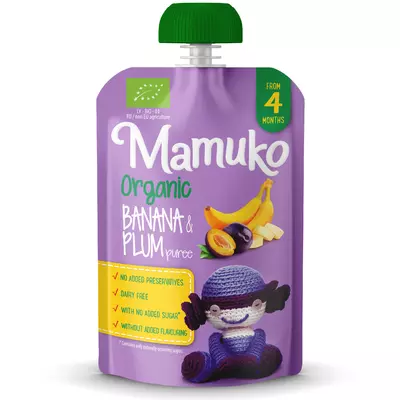 Piure de banane si prune bio 100g Mamuko