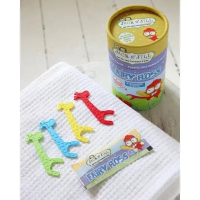 Ata dentara pentru copii, cu scobitori biodegradabile, aroma Capsuni, 30 buc - Jack N Jill