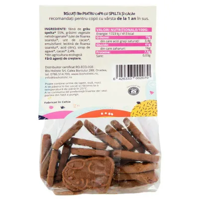 Biscuiti animalute cu spelta si cacao bio 100g Obio