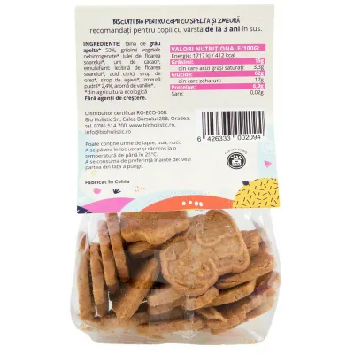 Biscuiti animalute cu spelta si zmeura bio 100g Obio