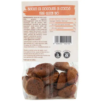 Biscuiti cu ciocolata si cocos bio 100g Obio