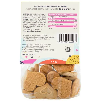 Biscuiti inimioare cu unt si miere bio 100g Obio
