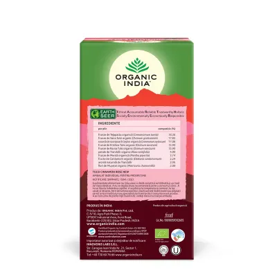 Ceai Tulsi (Busuioc Sfant) Scortisoara Trandafiri - Ceai Adaptogen Antistres si Divin, eco, 25 de plicuri, Organic India