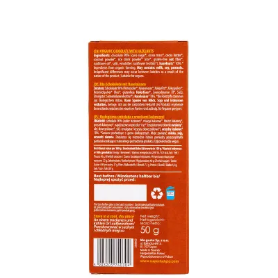 Ciocolata cu alune de padure, bio, 50g, Super Fudgio