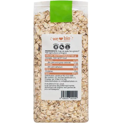 Fulgi de ovaz fara gluten bio 300g Obio