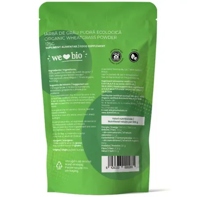 Iarba de grau pudra bio 125g Obio