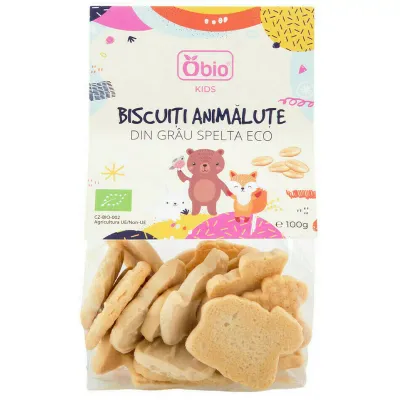 Biscuiti animalute din grau spelta bio 100g Obio PRET REDUS
