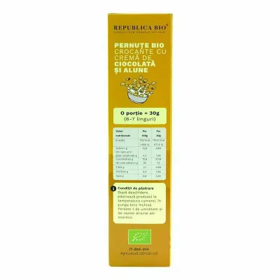 Pernute Bio crocante cu crema de ciocolata si alune FARA GLUTEN Republica BIO, bio, 250 g