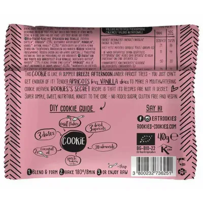 Rookies cu caise si vanilie bio 40g Rookies