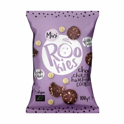 Rookies - mini cookies cu ciocolata si alune bio 100g - PRET REDUS