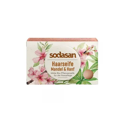 Sampon solid pentru par cu migdale si canepa ecologic 100g Sodasan