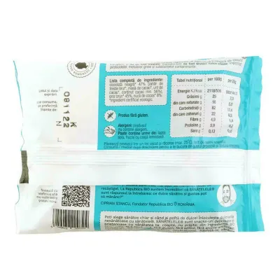SANATELE BIO Ciocolata neagra si Cocos, ecologic, fara gluten, 28g, Republica Bio